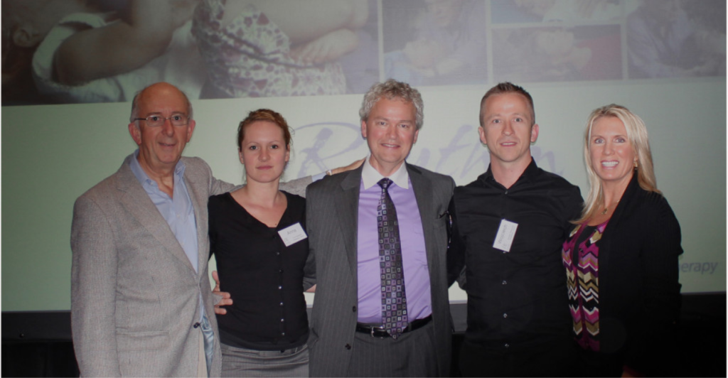 od lewej: John Page, Anna Garwolińska, John M. Upledger, Wojciech Garwoliński, Dawn Langnes. 
Londyn 2012, Sympozjum: Rythm&Resonanse
